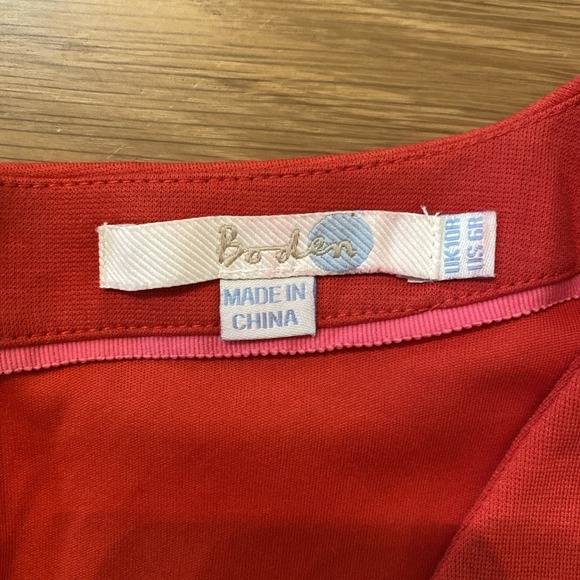 Boden Red Size 6 Dress Ruched Career‎ Preppy Classic Short Sleeves Sheath - Picture 11 of 14